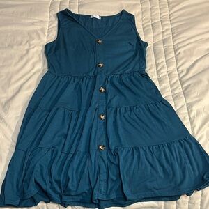 Stylish Teal women’s Dress with Button Detail